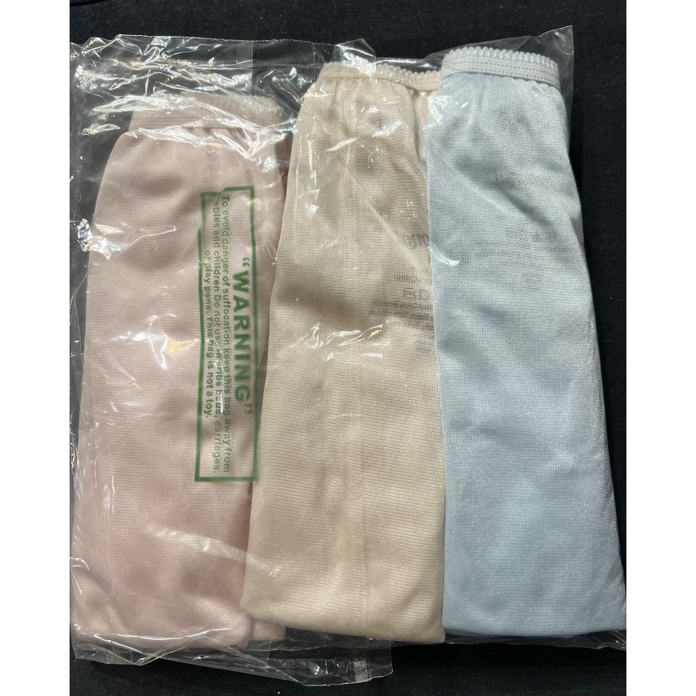 National 3 Pack Assorted Size 8 Full Coverage Nylon Panties Cotton Gusset New